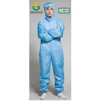 Ready Stock Cleanroom ESD antistatic Jumpsuit coverall with hood attached stripe workwear suit PPE washable reusable electronics food industries