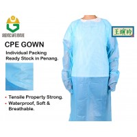 CPE gown PPE plastic apron isolation gown individual packing cpe apron thumb loop 45gsm medical waterproof disposable