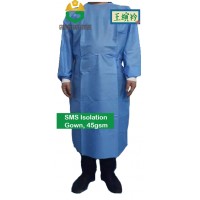 Isolation gown surgical gown water resistant Non Woven SMS Disposable With Elastic Cuff PPE suit 45gsm