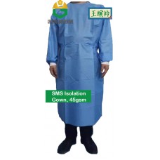 Isolation gown surgical gown water resistant Non Woven SMS Disposable With Elastic Cuff PPE suit 45gsm