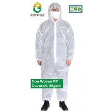 Non Woven PP PPE Suit Coverall Jumpsuit  45gsm Disposable protective clothing Hazmat Baju PPE Isolation Suit white