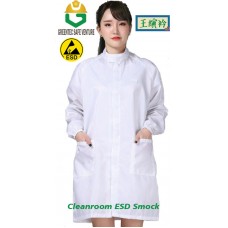 Cleanroom ESD antistatic Smock/ lab coat zip type round velcro collar stripe workwear suit uniform electronics food industries