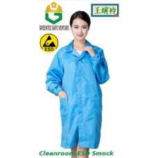 Cleanroom ESD antistatic Smock/ lab coat zip type hawaii collar stripe workwear suit uniform